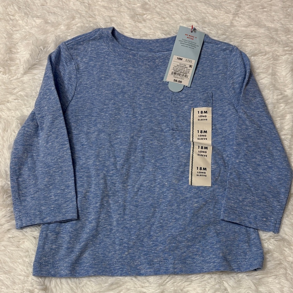 NWT Cat & Jack Bold Blue Long Sleeve Shirt Size 18M